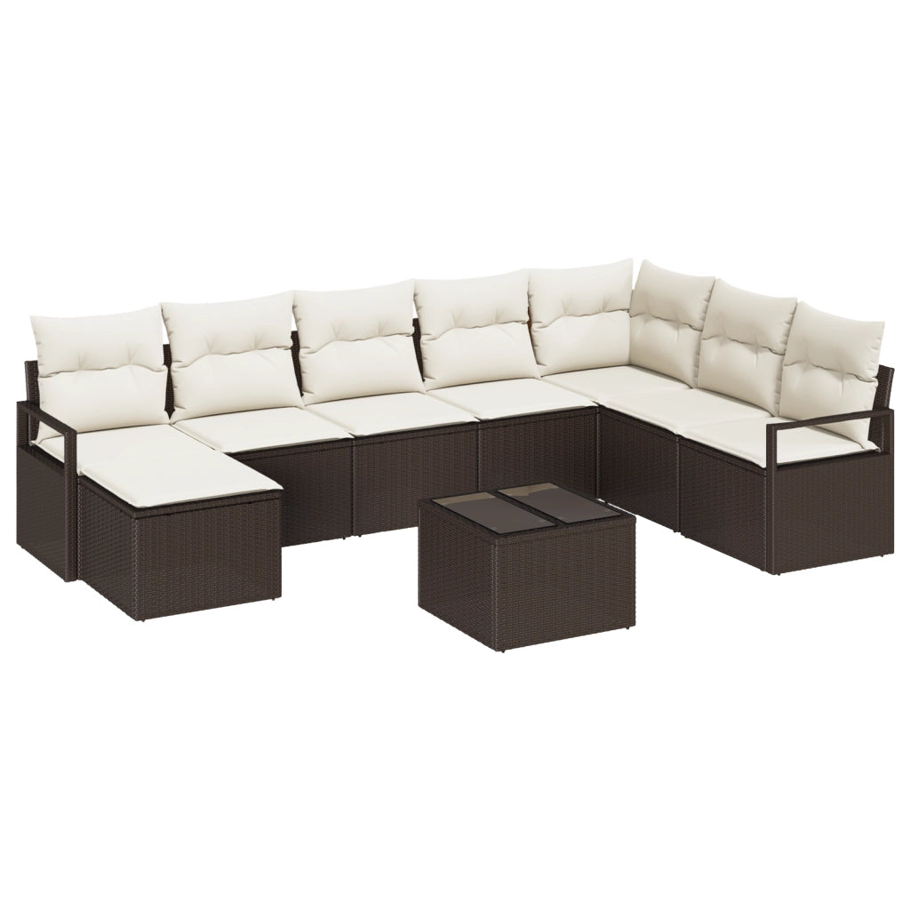 Set di divani da giardino 8 pezzi con cuscini in polirattan grigio