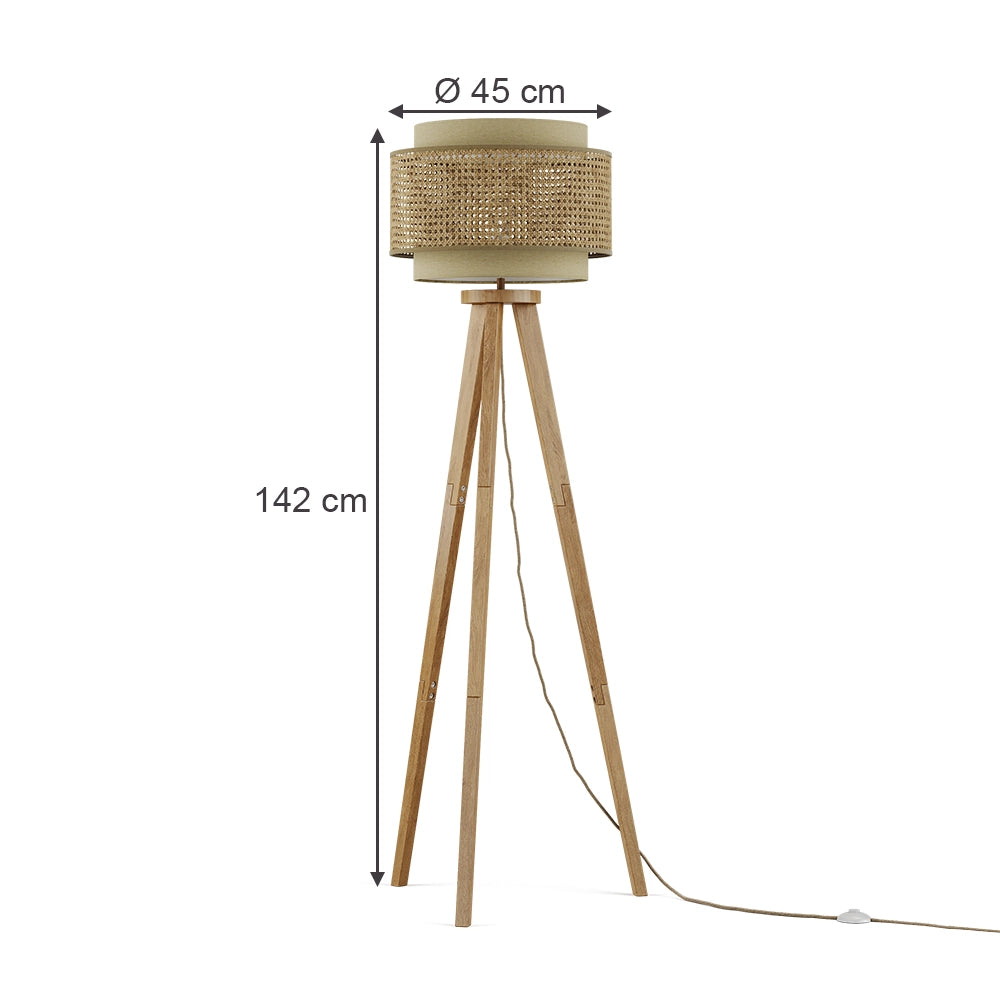 Vicco Lampada da terra Rattan/crema 45 x 142 cm