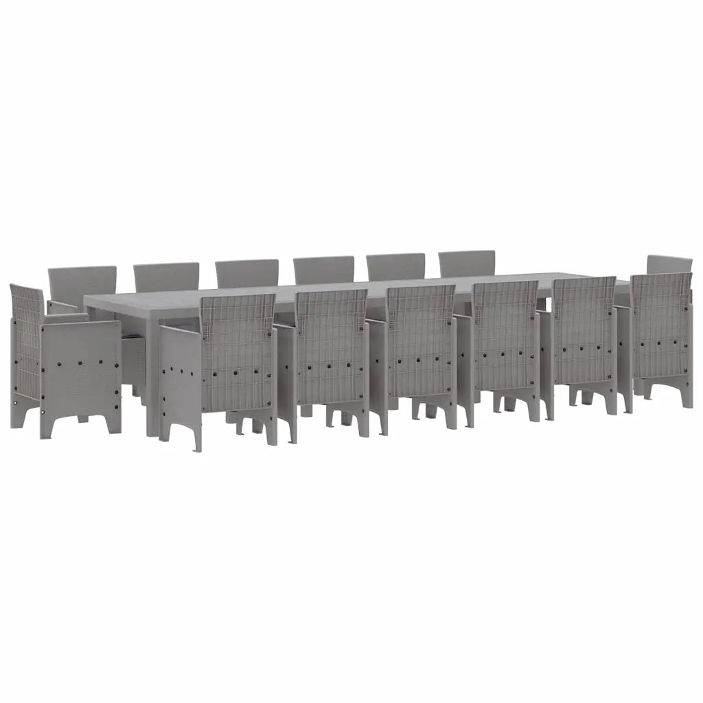 Set da Pranzo per Giardino 15 pcs Grigio chiaro Rattan Polt 3378650