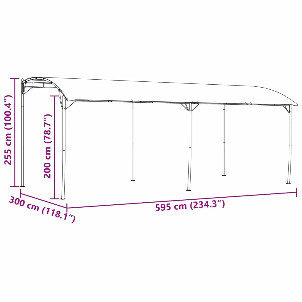 Gazebo 6 x 3 x 2,55 m Verde Tessuto e Alluminio 180 42030541