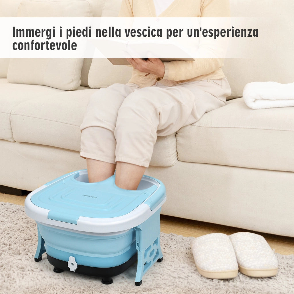 Massaggiatore piedi con temperatura regolabile, Vasca pieghevole e facile da conservare, Blu