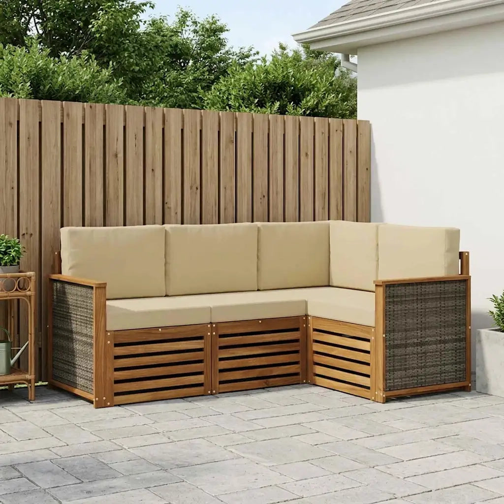 Set divani con cuscino 4 pcs Legno di Acacia Massello 3384289