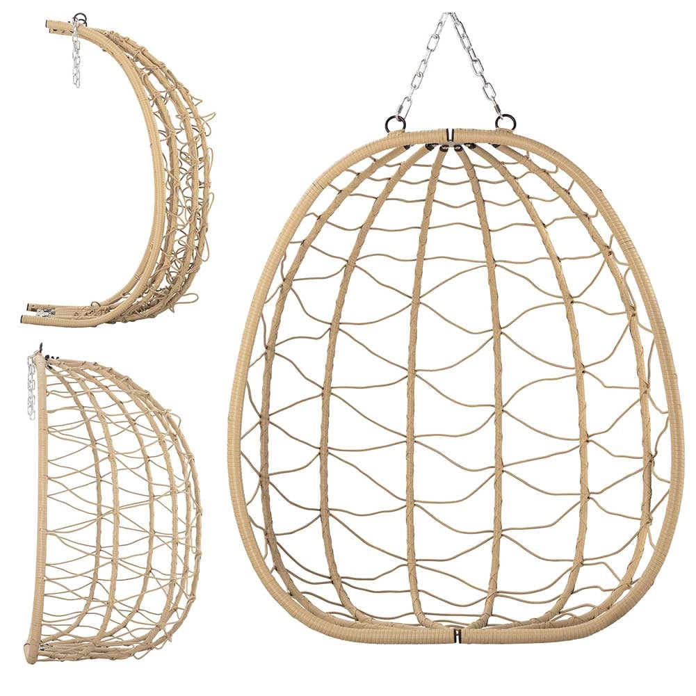 Poltrona Sospesa Giardino Sedia Dondolo Amaca a pendolo Rattan e Metallo Beige
