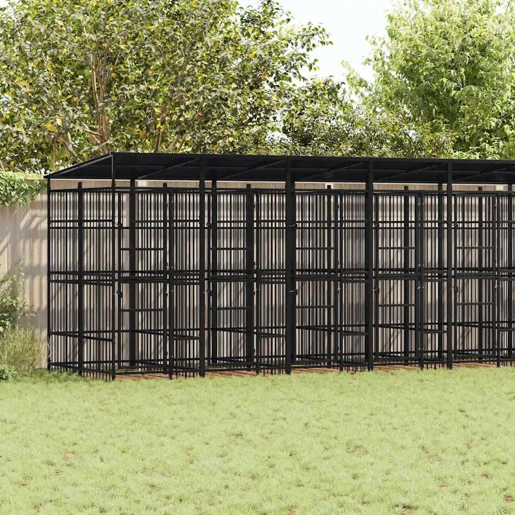 Gabbia per Cani da Esterno con Tetto in Acciaio 18,43 m² 3097955