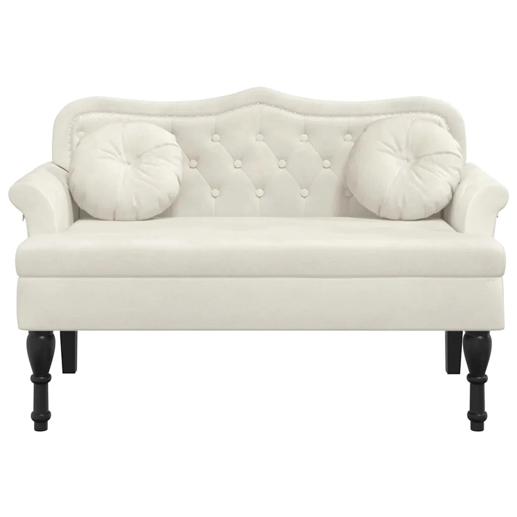 Panca con Cuscini Crema 120,5x65x75 cm in Velluto 372147
