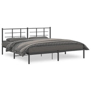 Letto matrimoniale | Letto per adulti | Giroletto con Testiera in Metallo Nero 193x203 cm