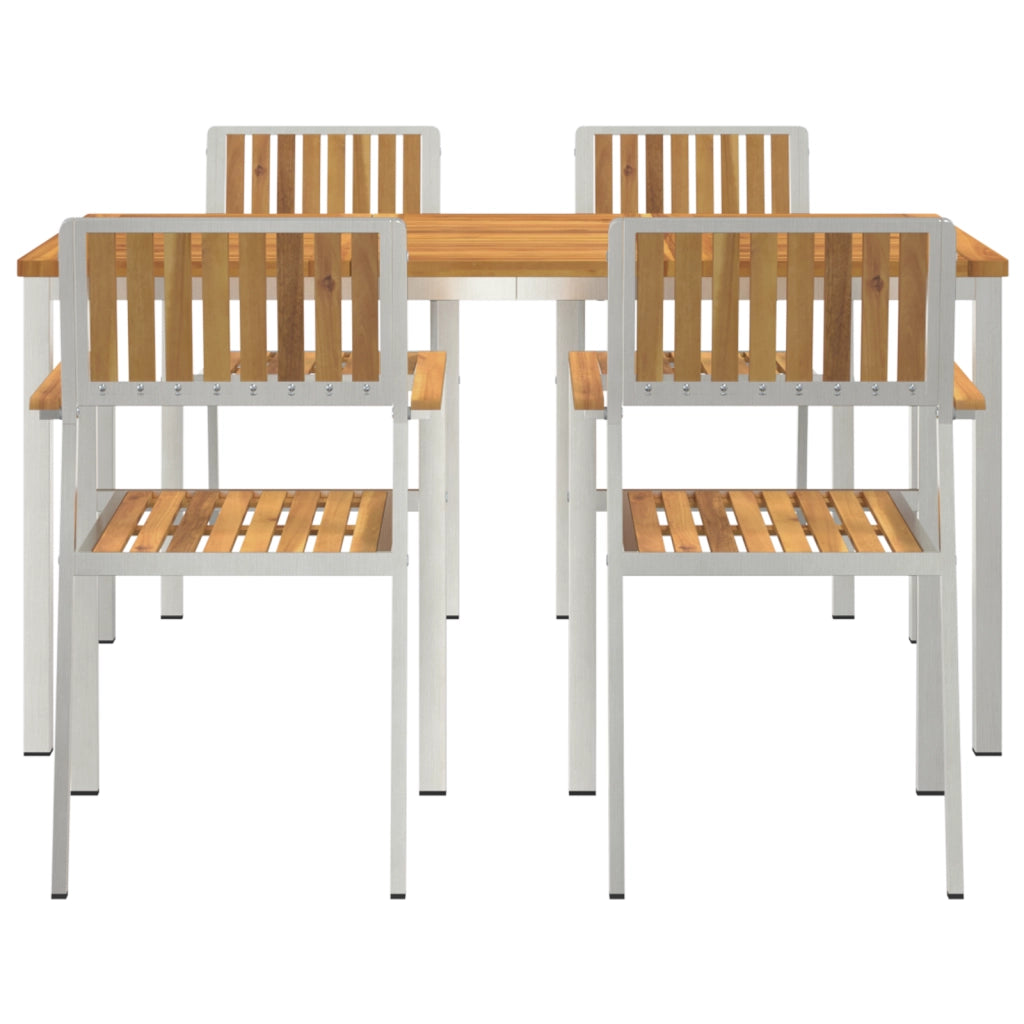 Set da Pranzo Giardino  5 Pezzi in Legno Massello di Acacia
