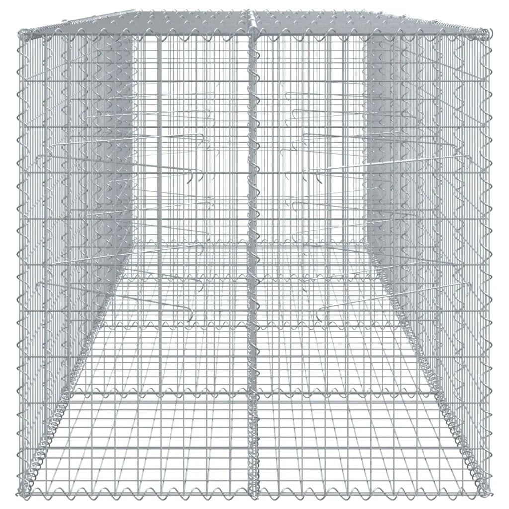 Gabbione recinto a gabbia muro di contenimento con coperchio 400 x 100 x 100 cm ferro zincato argento 02_0040159