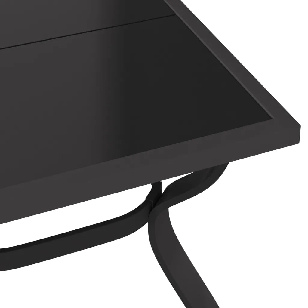 Tavolo da Giardino Grigio e Nero 180x80x70cm in Acciaio e Vetro 318771