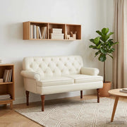 Loveseat con bottoni imbottiti Crema 120 x 65 x 77 cm 42041857