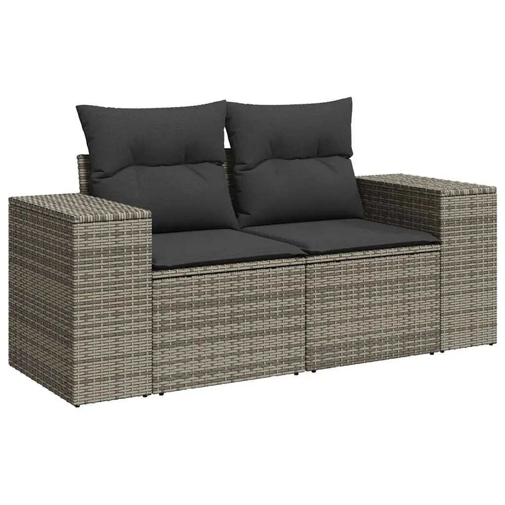 Set Divano da Giardino 9 pz con Cuscini Grigio in Polyrattan 3327357