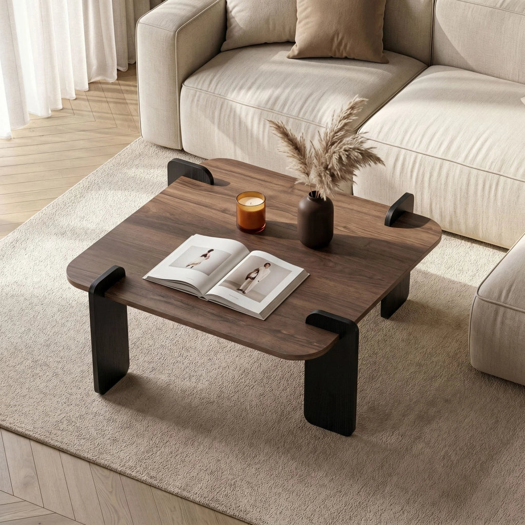 Tavolino in legno "Marais" - 90 x 90 x 35 cm - Marrone