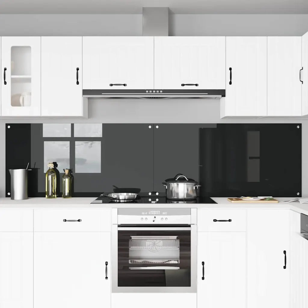 Schienale da cucina 2 pcs Nero 120 x 60 cm vetro temperato 3415499