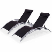 Set 2 lettini prendisole in alluminio textilene multiposizione, grigio