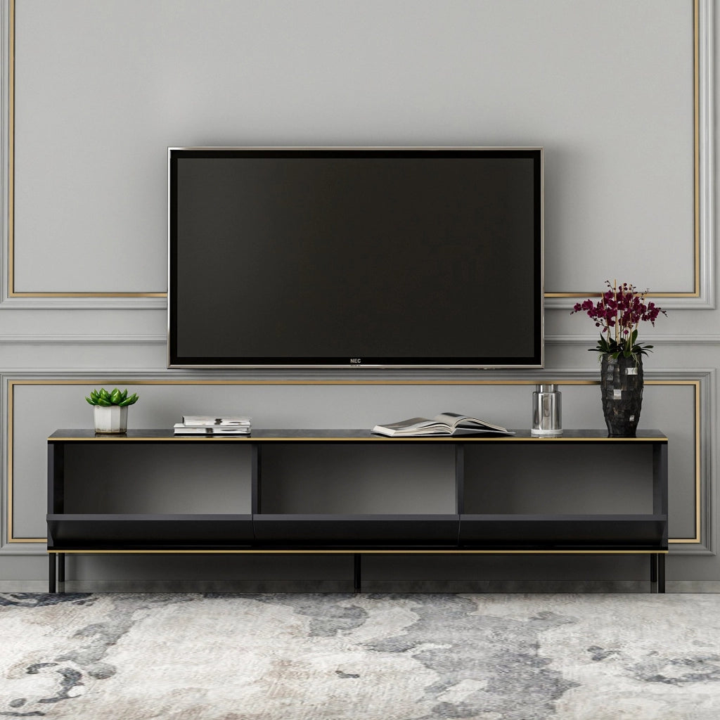 Vicchio, Mobile Porta tv 3 Ante, 180x35x45h cm Nero Antracite