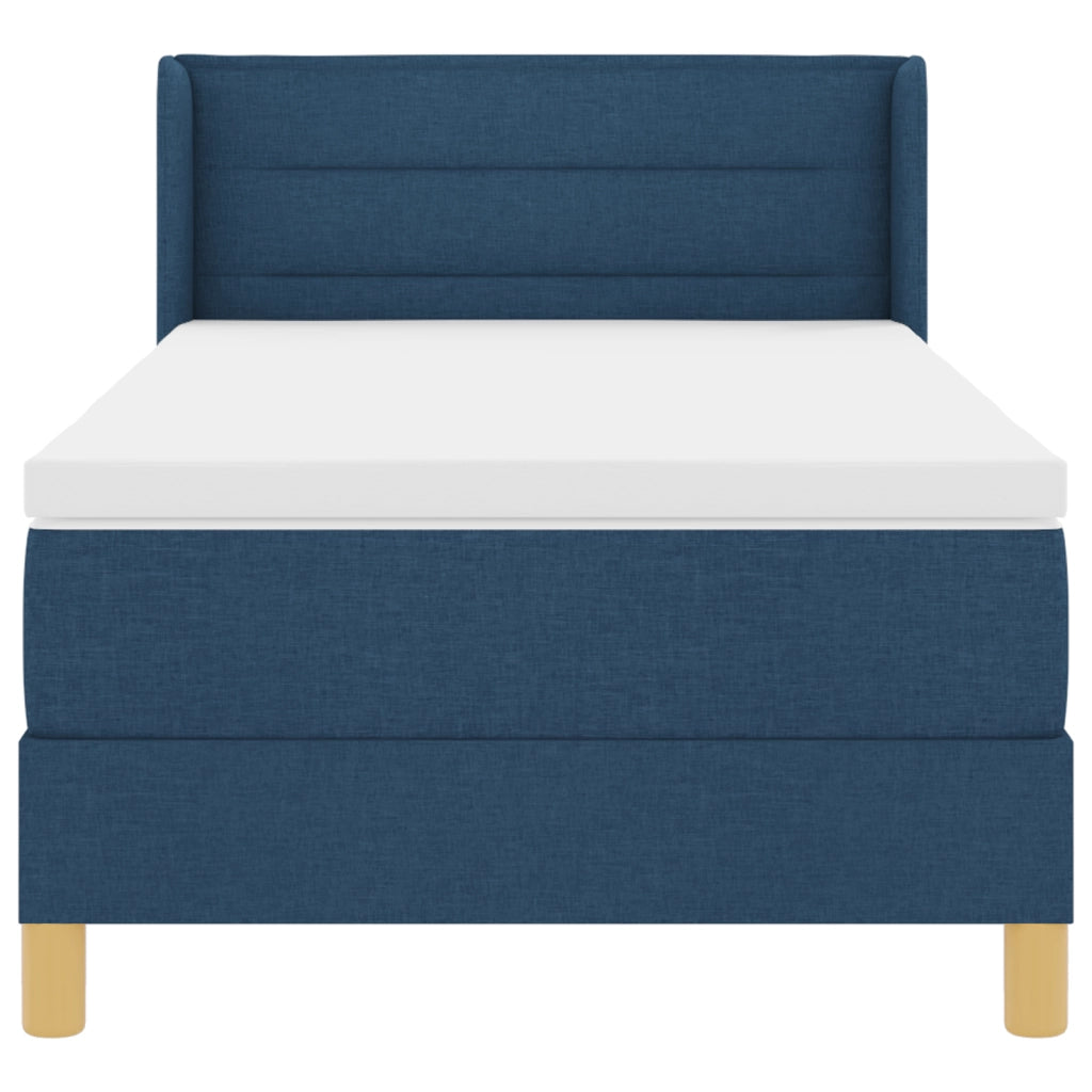 Letto a molle con materasso blu 90x200 cm in tessuto