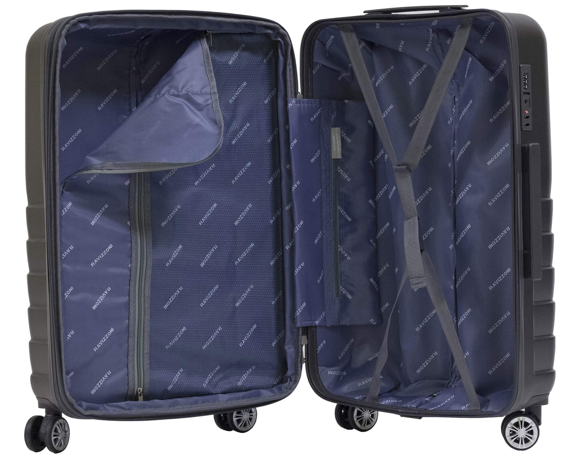 Trolley Valigia Media Rigida in ABS 4 Ruote TSA Ravizzoni Titanio Grigio