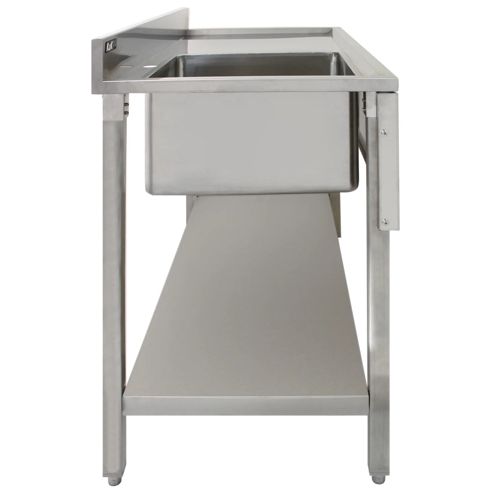 Lavandino Commerciale da Cucina 1 Vasca Inox con Sgocciolatoio a Destra