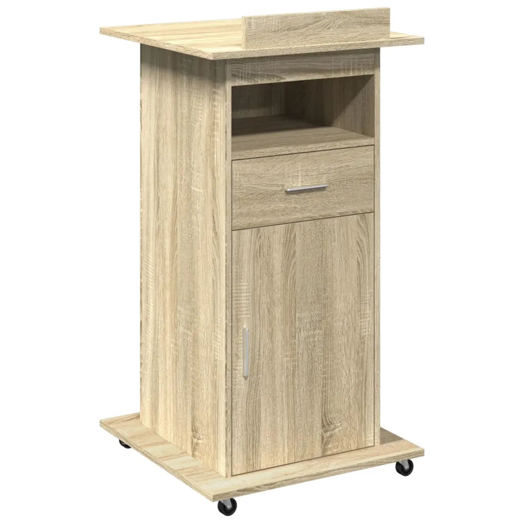 vidaXL Leggio con Ruote e Cassetto Sonoma 55x55x107 cm in Multistrato