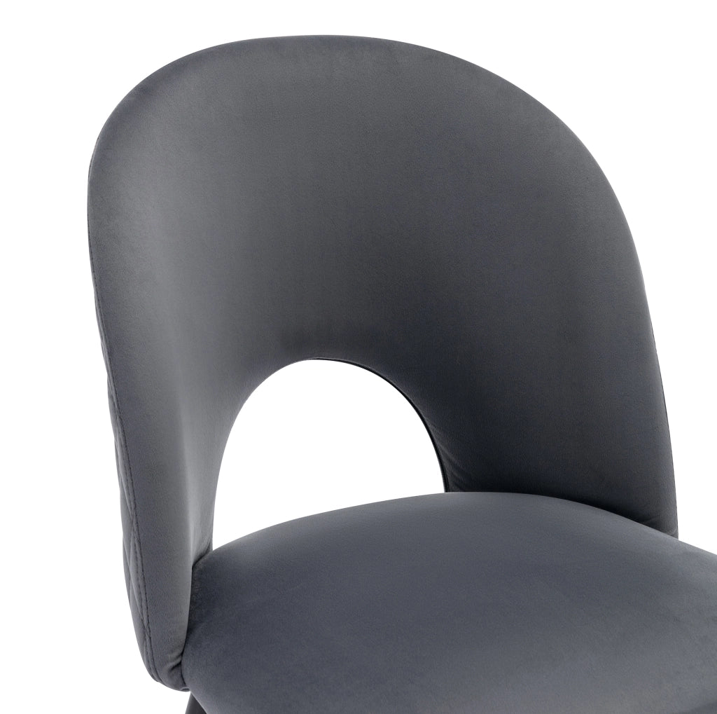 SEDIA Poltrona imbottita con schienale 47x44x84 cm Velluto Grigio Set da 2 pezzi