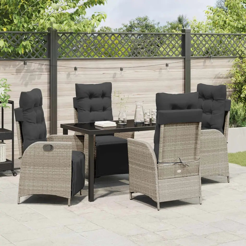 Set da Pranzo per Giardino 5 pcs Grigio chiaro polyrattan