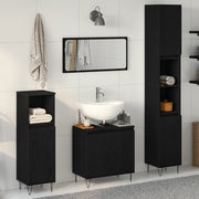 Set Mobili Bagno 3 Pezzi Rovere Nero Legno Ingegnerizzato