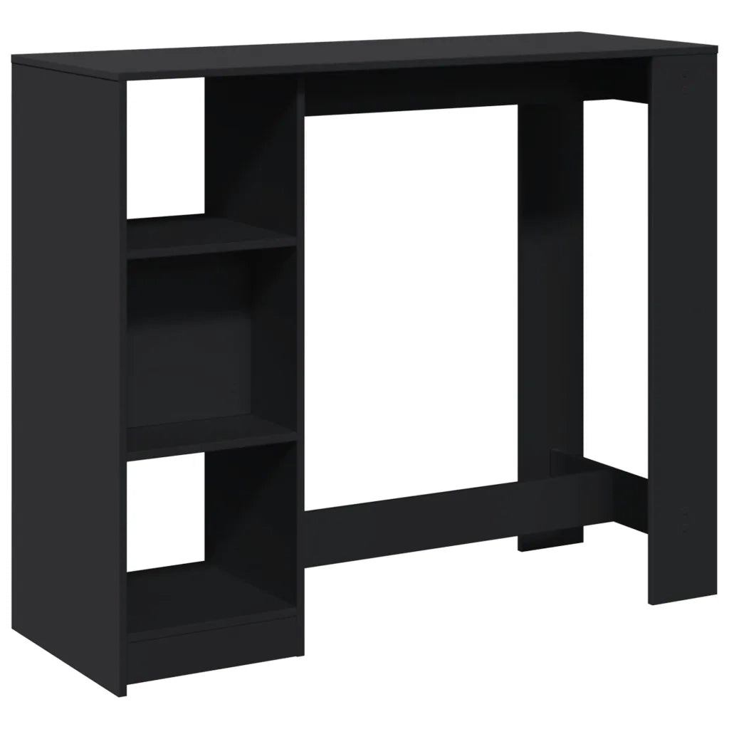 Tavolo Bar con Ripiano Nero 124x46x103,5 cm Legno Multistrato