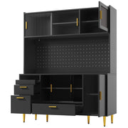 Credenza da cucina con cassetti e LED - per cucina - in MDF - 140×40×180 cm - nero