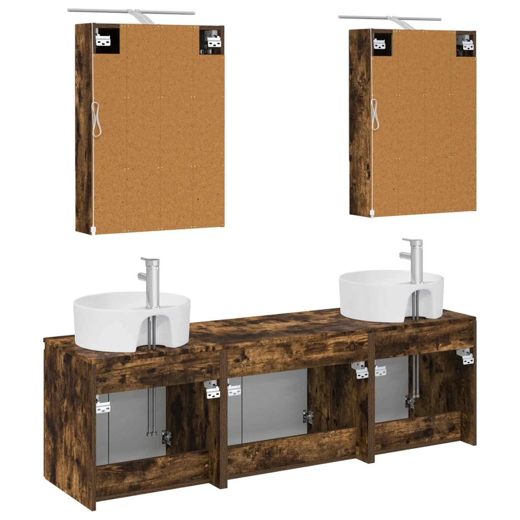 Set di Armadi da Bagno 5 pcs Rovere Fumo Legno ingegnerizzato 3406443