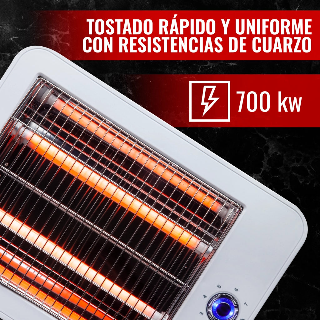 Tostapane orizzontale 4 fette, 7 livelli tostatura regolabili, vassoio briciole estraibile 700W cucina - SOGO