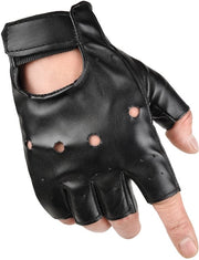 Punk handschoenen per erogena per uomo, maniche gotiche con dita semicurve e cinturino di allacciamento