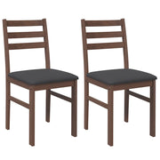 Sedie da Pranzo con Cuscini 2 pz | Sedie da cucina Marrone Legno Massello di Hevea