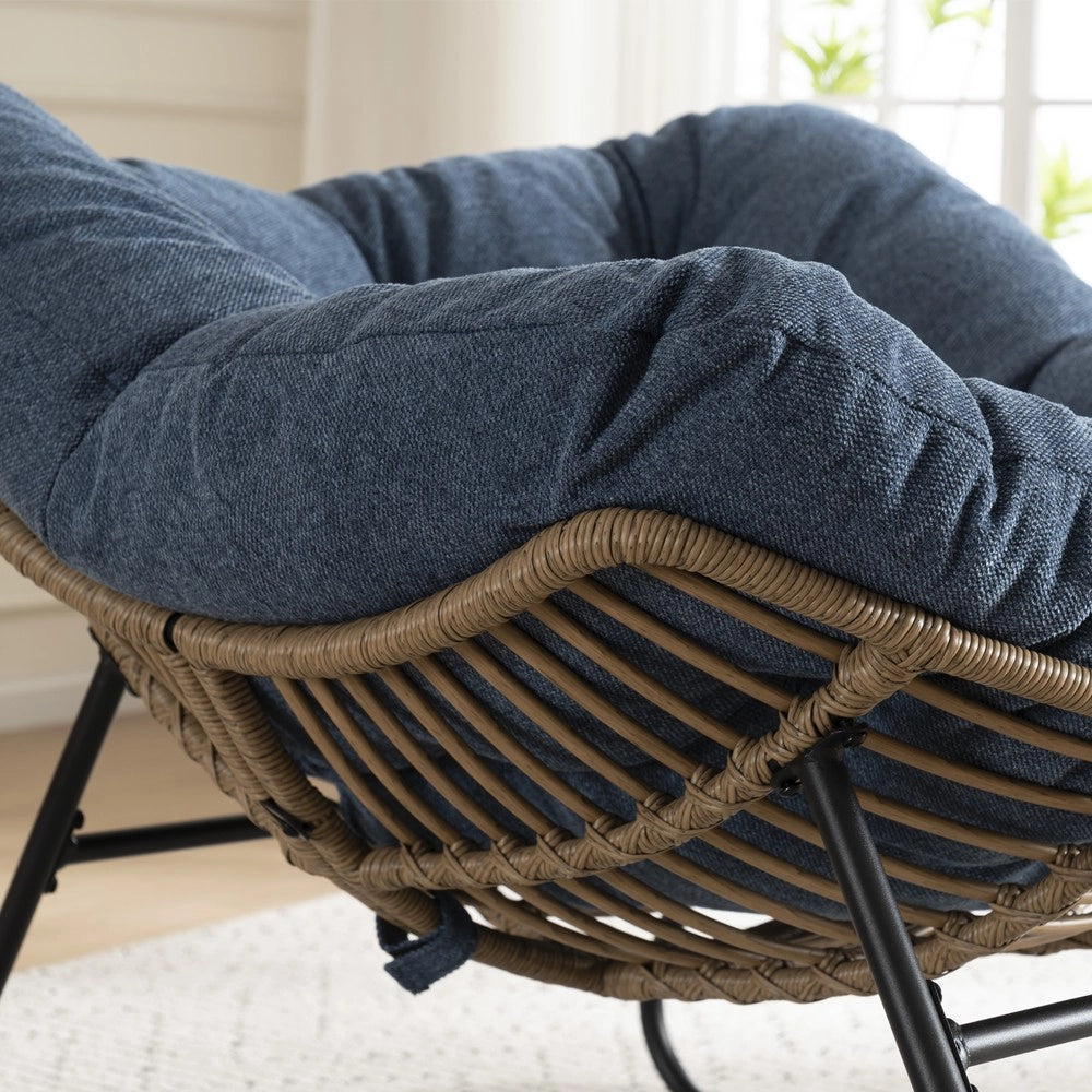 Sedia a Dondolo Imbottita in Chenille ¨C Xylo ¨C Poltrona Relax per Cameretta e Soggiorno