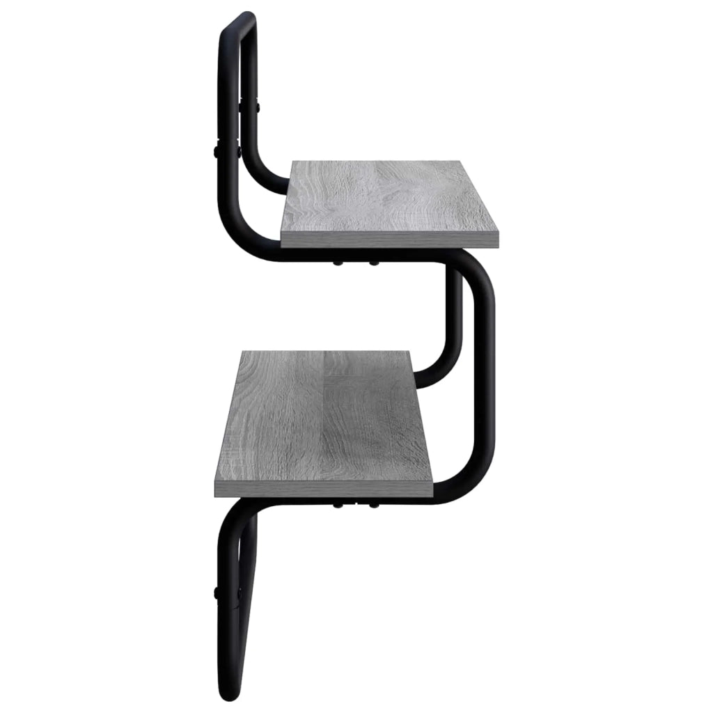 Mensola a Parete a 2 Livelli Sonoma grigio 80 x 24,5 x 61 cm 8006100