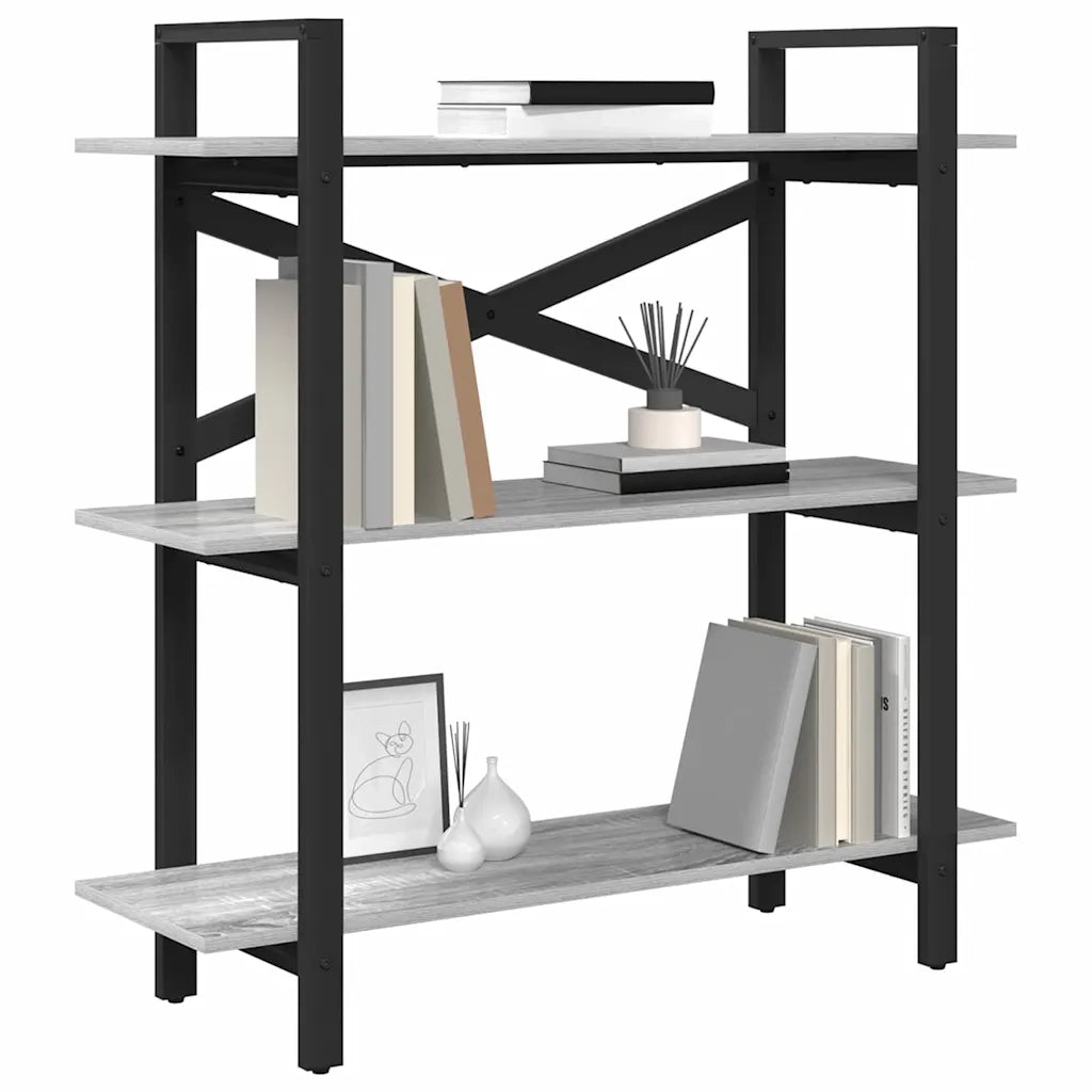 Libreria-Scaffale per Libri-Mobile di Stoccaggio Grigio Sonoma 100 x 33,5 x 102 cm Legno multistrato