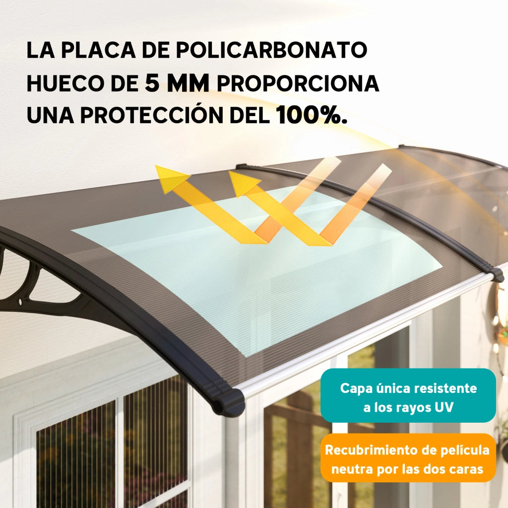 Pensilina Ingresso ¨C Xylo ¨C Policarbonato Marrone 195x75cm