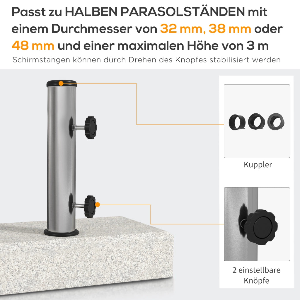 Base per ombrellone in granito 25 kg ¨C zephmum ¨C Grigio, per pali ?32/38/48 mm