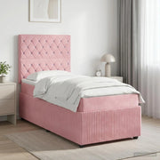 Letto box spring con materasso Rosa 80 x 200 cm Velluto 3454492