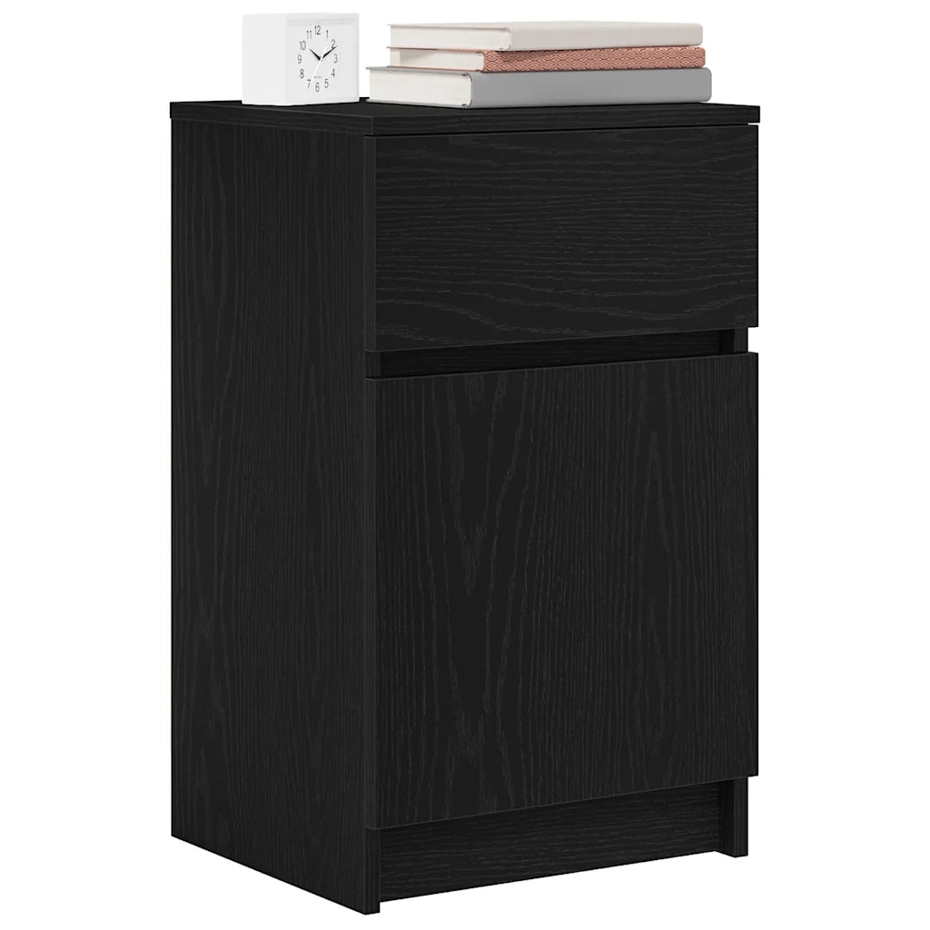 Comodini 2pz Neri 39x35x65 cm in Legno Multistrato 861322