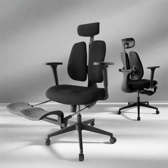 Sedia Ergonomica con Sede 8 cm Profonda - Braccia Regolabili 4D - Schienale Divisibile Dinamico - Supporto alle Gambe - Struttura Stabile - Sedia per Computer