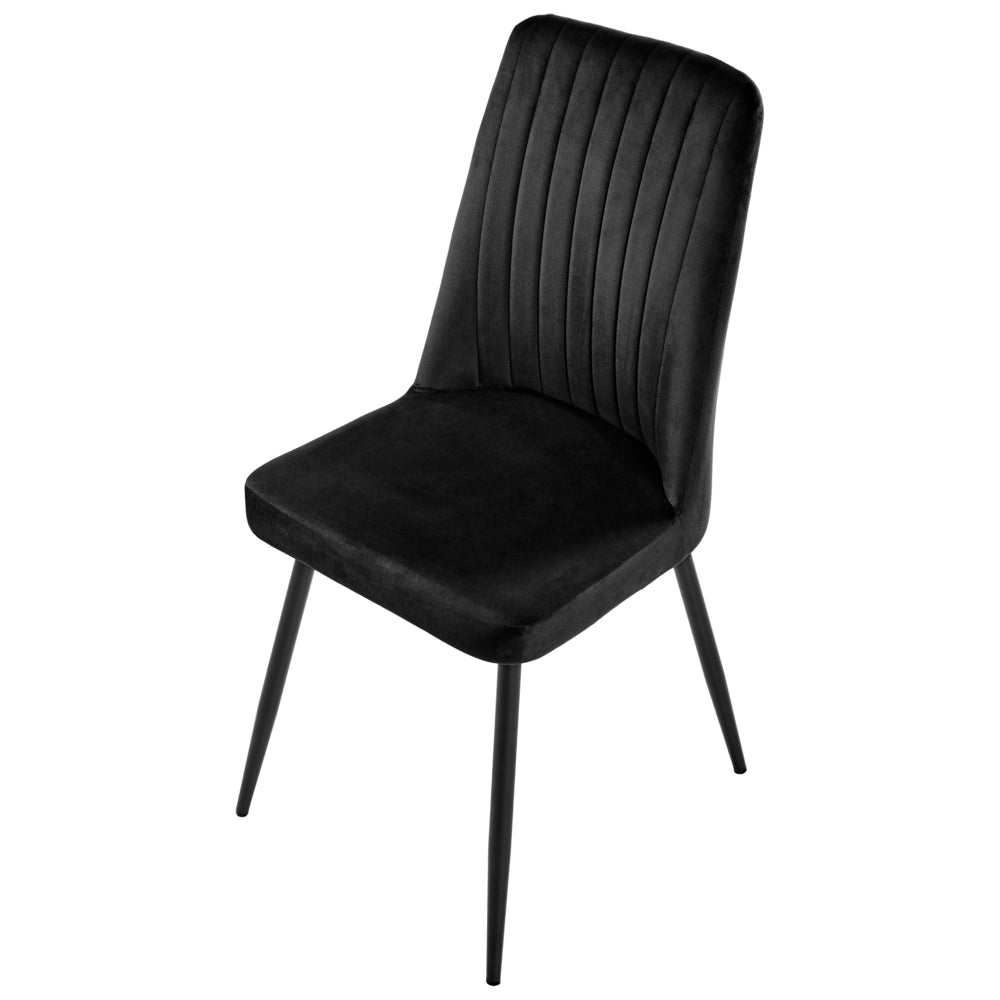 Set di 4 sedie da pranzo con seduta in velluto imbottito Stile moderno Senza braccioli Gambe in ferro nero