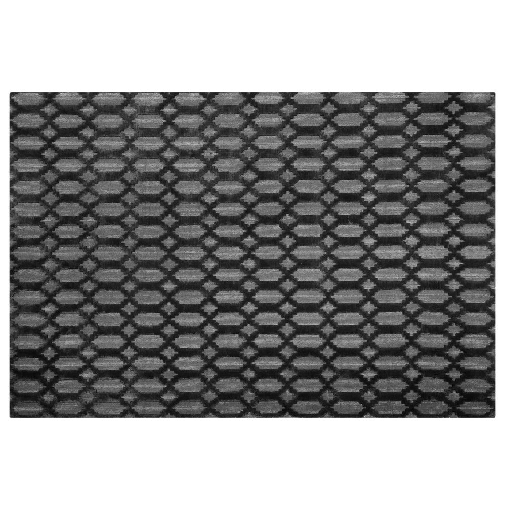 Tappeto Grigio Viscosa 140 x 200 cm Motivo Geometrico Tessuto a Mano Flatweave
