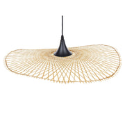Lampada a Sospensione Luce Legno Bambù Ovale Paralume 60 cm Lampada a Sospensione a Soffitto