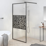 Parete Doccia Walk in 115x195 cm Vetro ESG e Design Pietre Nero 151883