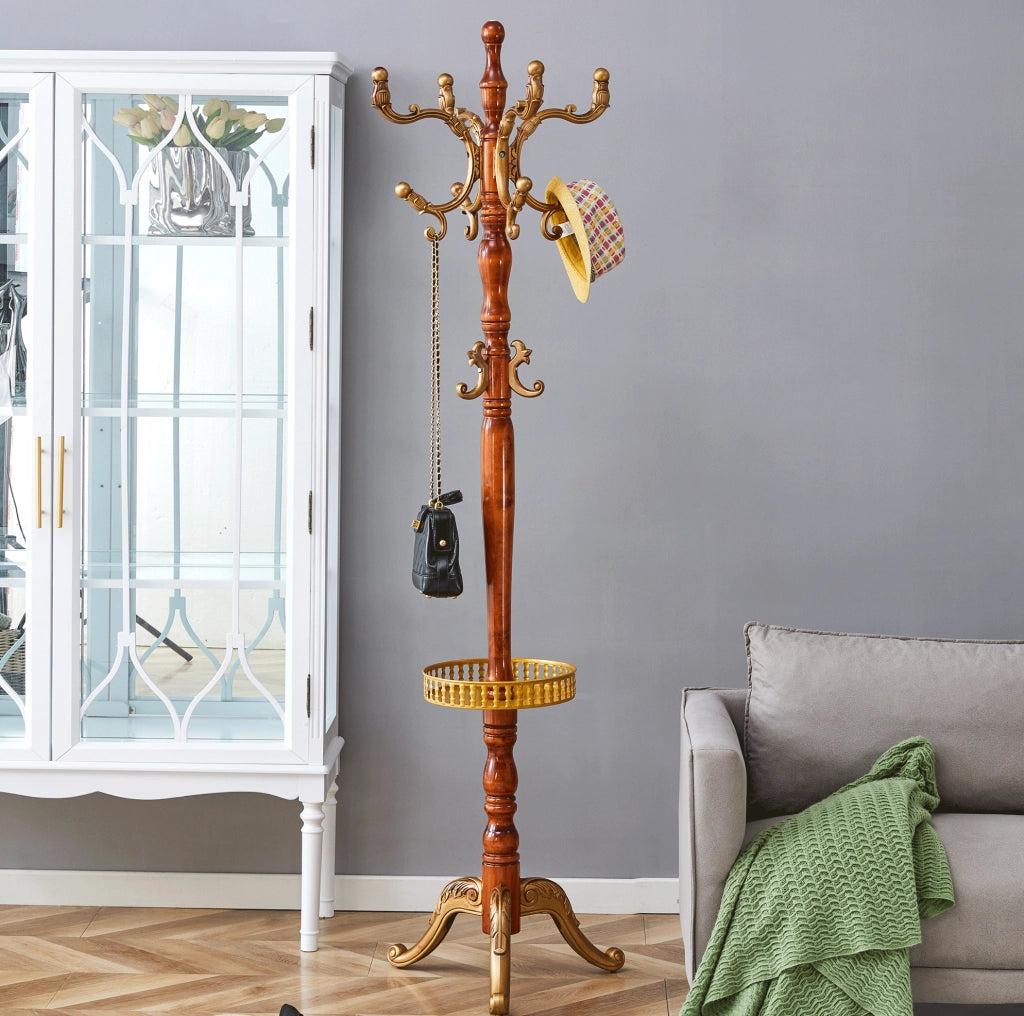 Appendiabiti da terra in legno massello 195 cm con base a treppiede HOMVRA