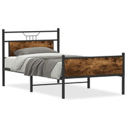 Letto singolo | Letto per adulti | Giroletto senza Materasso Rovere Fumo 107x203 cm in Truciolato