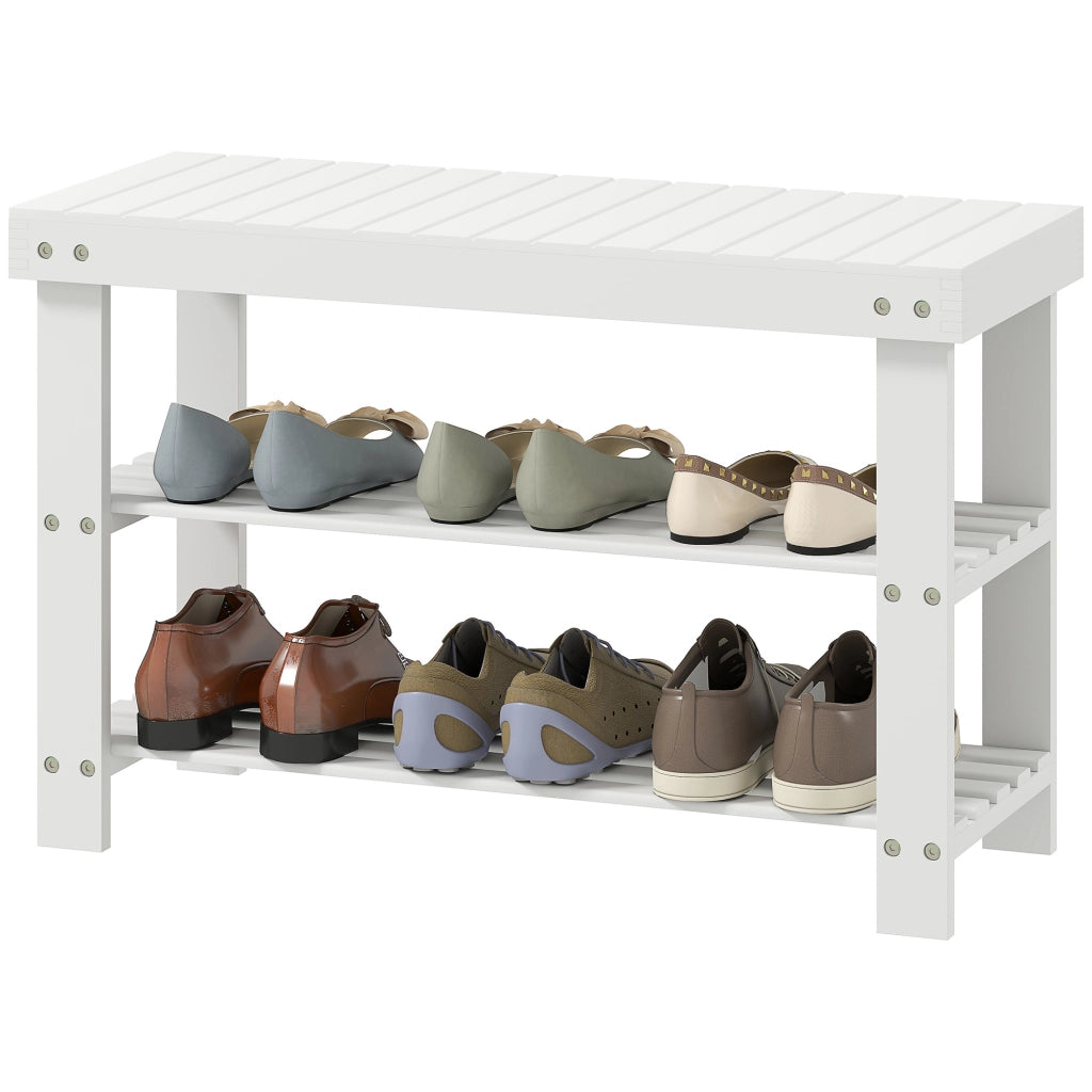 Scarpiera in Bamb¨´ a 3 Ripiani Scandinavo ¨C Zephmum ¨C Bianco 70x28x45 cm