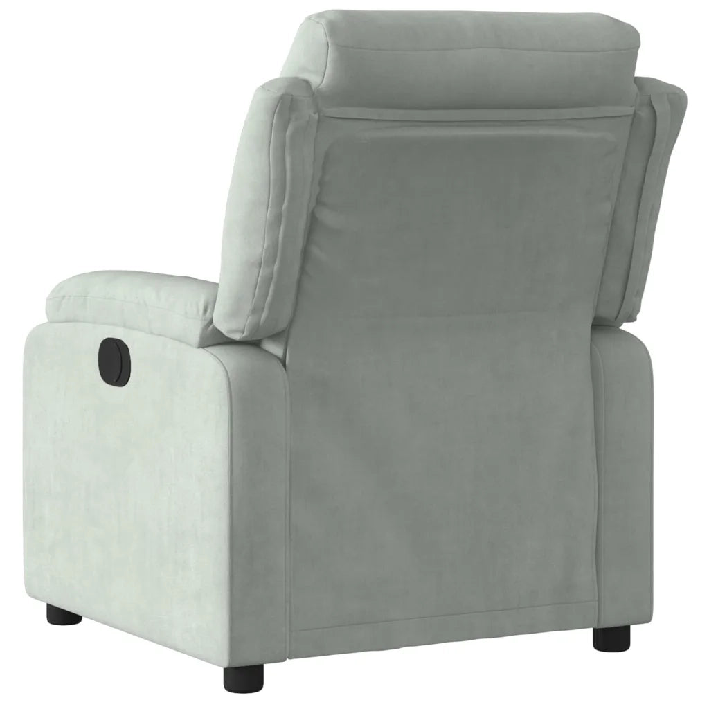Divano Sedia-Poltrona Reclinabile Grigio Chiaro in Velluto 628996