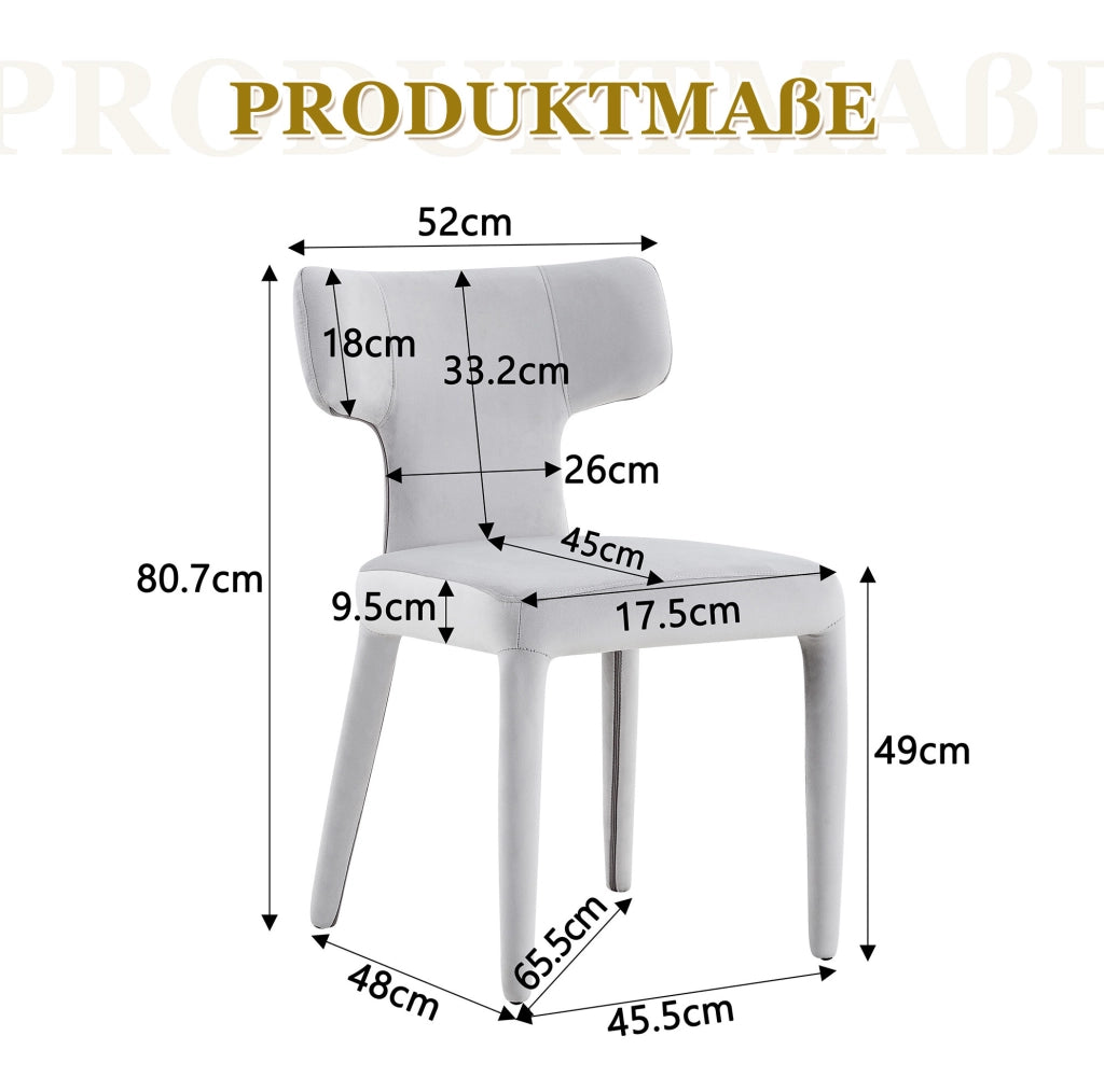 Set di 2 sedie da pranzo imbottite grigio chiaro