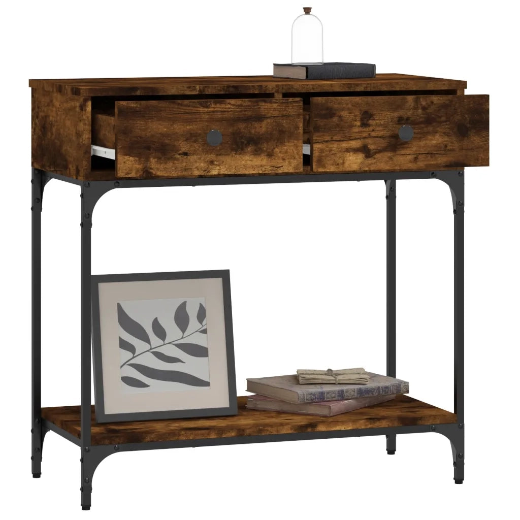 Tavolino Consolle | Tavolo d'Ingresso Rovere Fumo 75x34,5x75cm Legno Multistrato